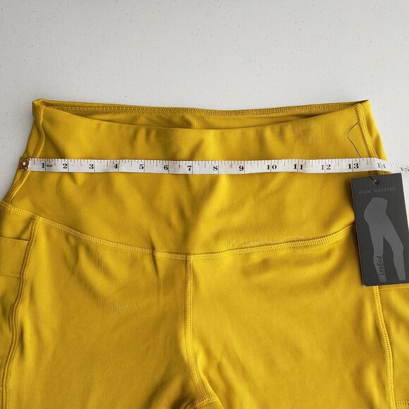 NWT LegEnd Flap Pocket Capri Leggings in Mustard Yellow | Athletic Athleisure - Picture 5 of 6